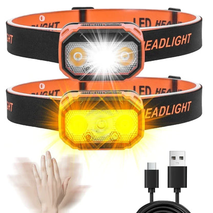 T-306 Rechargeable LED Headlamp,Ultra-Bright Headlight with 5 Modes,USB Charging,45° Adjustable,Long-Last for Camping,Running