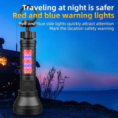 portable LED+COB flashlight USB rechargeable searchlight  hook camping torch outdoor spotlight magnetic red blue work lantern