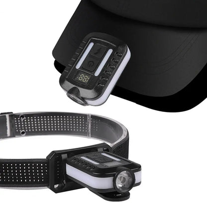 Lámpara para gorra con clip, ultraliviana, con LED y pantalla digital de potencia para acampar, lámpara para gorra con clip, súper brillante, resistente al agua