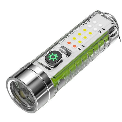 White Laser High-Brightness Flashlight: Type-C Multi-Function Mini Flashlight with Red-Blue Strobe, Fluorescent Feature