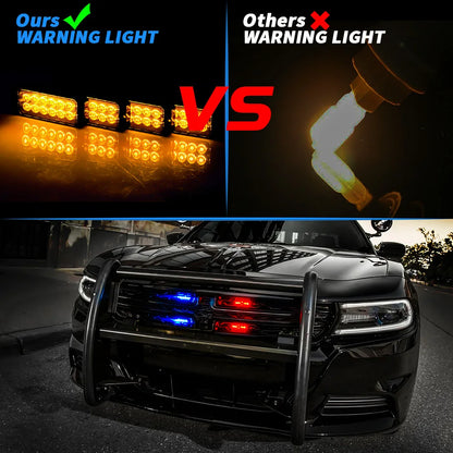 4Pcs Led Kit 12smd Auto Strobe Police Lights Cigaretteer Grille Warning Lamp 12V Motorcycles Fireman Flash Light Amber Red Blue