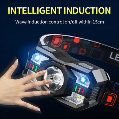 LED Induction Headlamp USB Charging Super Bright Headlight Motion Sensor Headlight Torch for Outdoor Camping Running