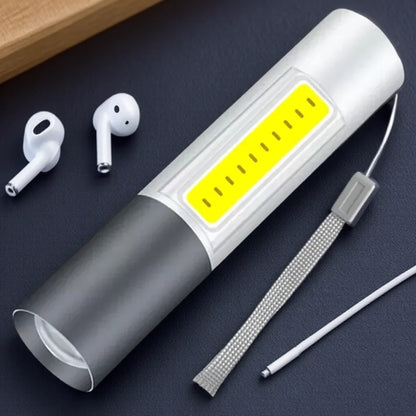 Mini LED Flashlight Zoomable USB Rechargeable Waterproof Lamps 3 Switch Modes Portable Torch Outdoor Safety Light