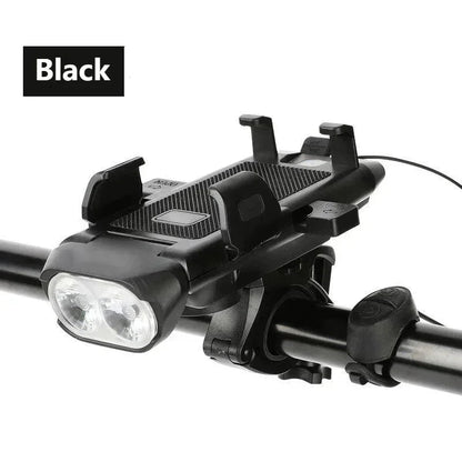 Front Light Mountain Bike Horn Lights One Button Lock Mobile Phone Rack Lighting Cycling Equipment Bicycle Headlight Four In One