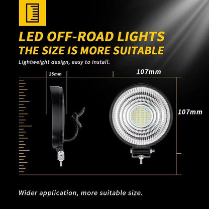 3200LM Car LED Work Light, 4inch 44LED Round Flood Work Light Off-Road Vehicle Light Outdoor Auxiliary Light DC9V-30V