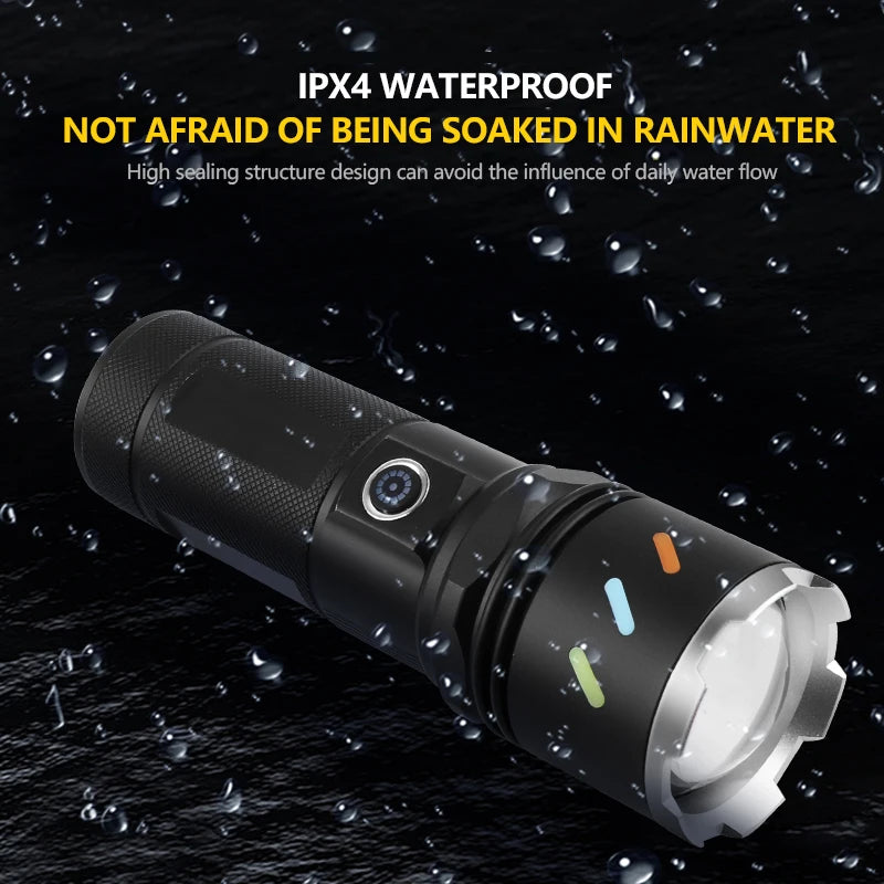 30W Hunting Flashlight Powerful Torch Lintern 1500LM Tactical Bike Light 18650 Aluminum Waterproof Lamp 8 Mode