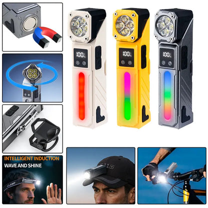 Corner multi-function flashlight colorful atmosphere light magnetic flashlight work light headlight bicycle light