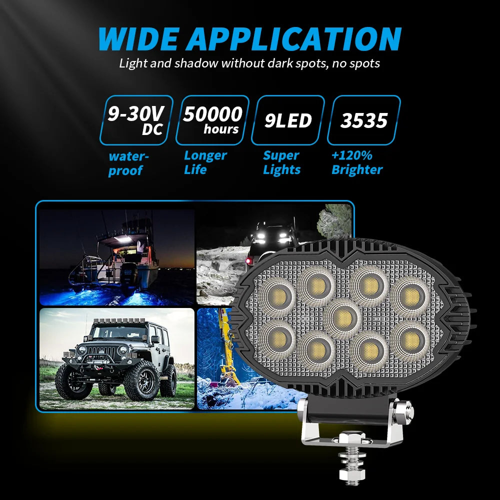 5.5 Inch 36 LED Ellipse Floodlight 9-32V 26W Car Work Light For Jeep Truck Boat Tractor ATV Offroad 4X4 Barra LED Headlight