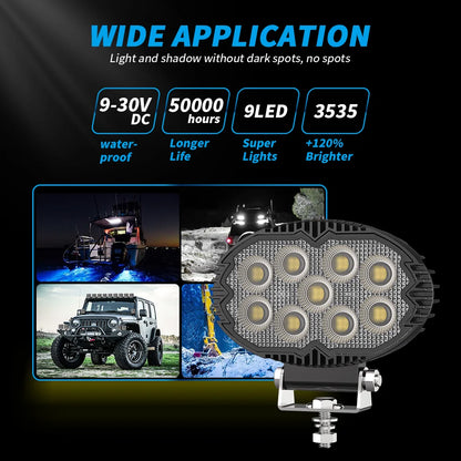 5.5 Inch 36 LED Ellipse Floodlight 9-32V 26W Car Work Light For Jeep Truck Boat Tractor ATV Offroad 4X4 Barra LED Headlight