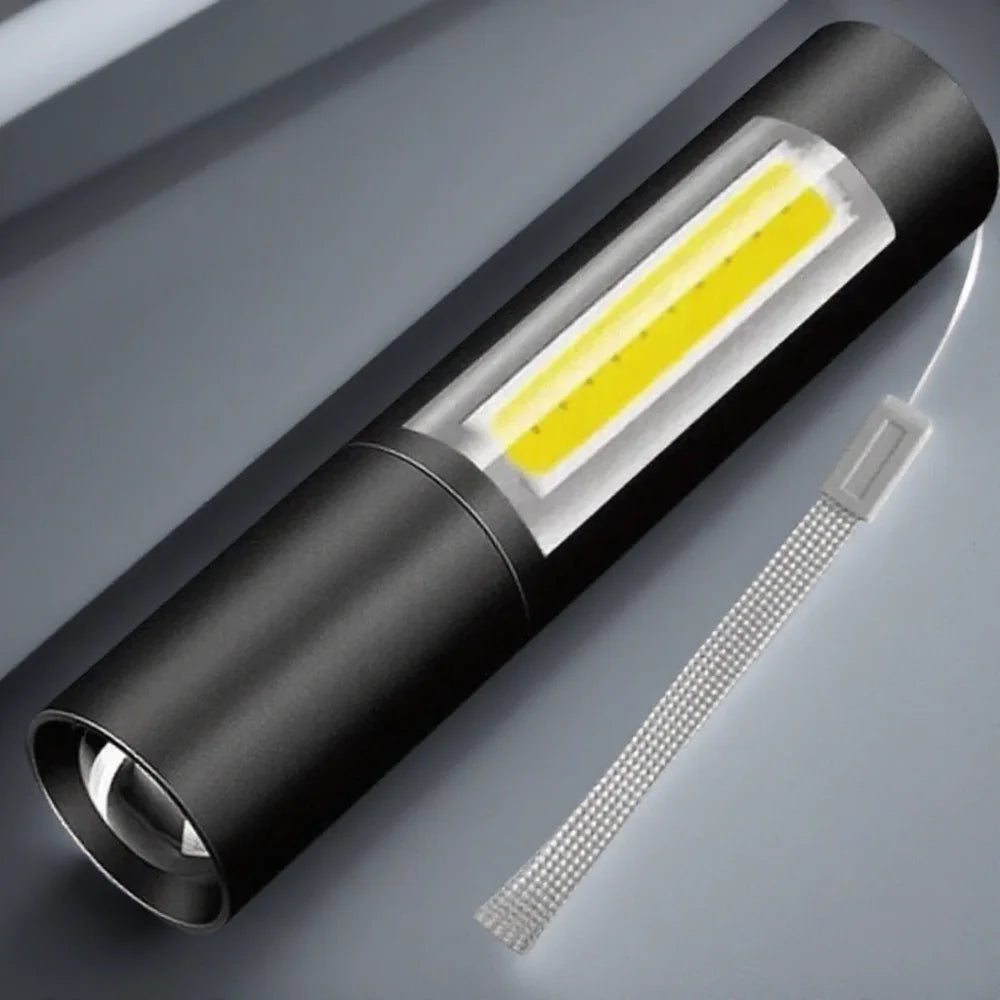 Mini LED Flashlight Zoomable USB Rechargeable Waterproof Lamps 3 Switch Modes Portable Torch Outdoor Safety Light