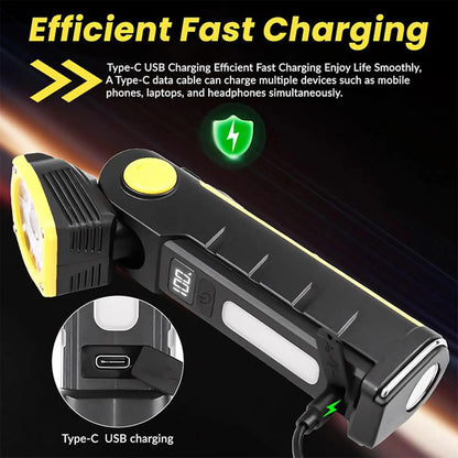 Multifunctiona LED Work Light Handheld Flashlight Built-in Battery Lamp Torch Rechargeable Emergency Car Inspection Lamp
