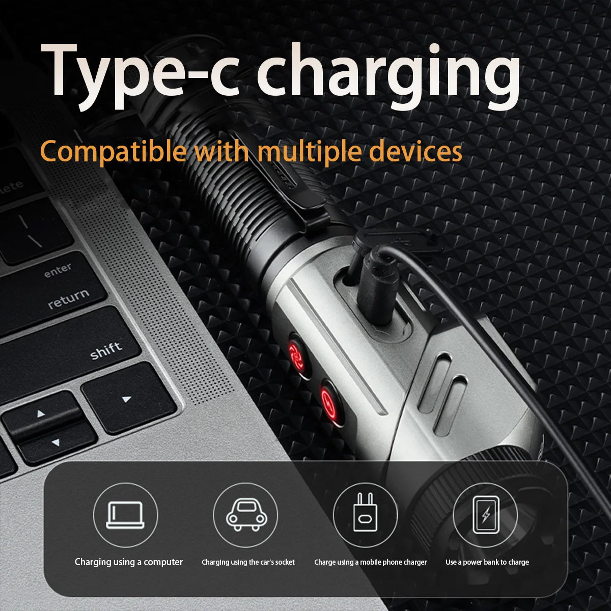 Rotatable Flashlight With Magnetic Attraction At The Bottom Suitable For outdoor Household emergency use Breaking Windows