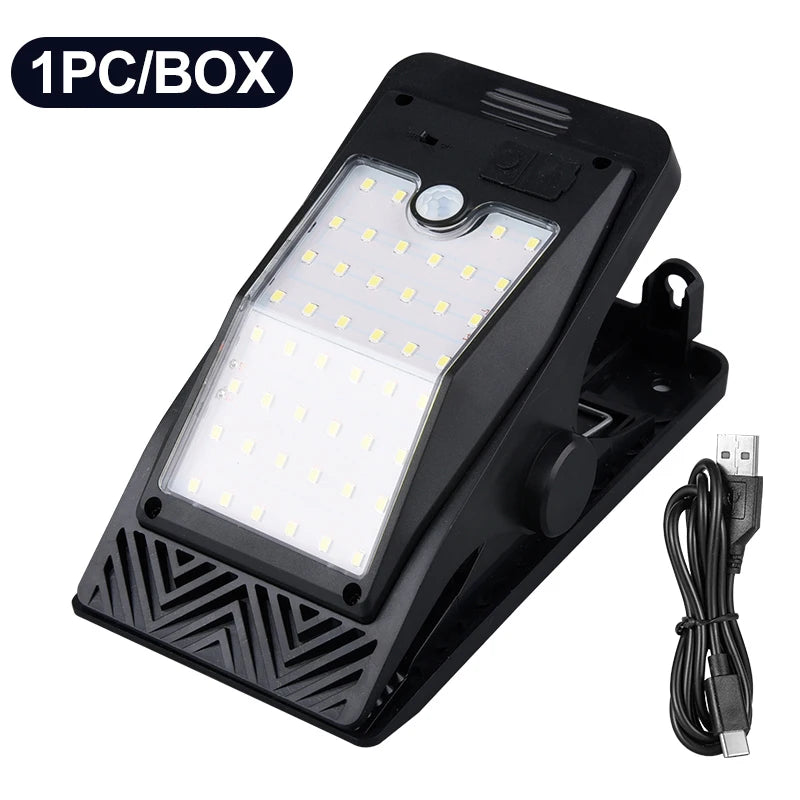 LED Solar Clip Light Com Sensor De Movimento Lmpermeável Luzes Do Jardim Ao Ar Livre Camping Lamp  Street Landscape Wall Decorat