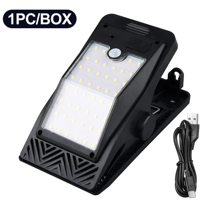 LED Solar Clip Light Com Sensor De Movimento Lmpermeável Luzes Do Jardim Ao Ar Livre Camping Lamp  Street Landscape Wall Decorat