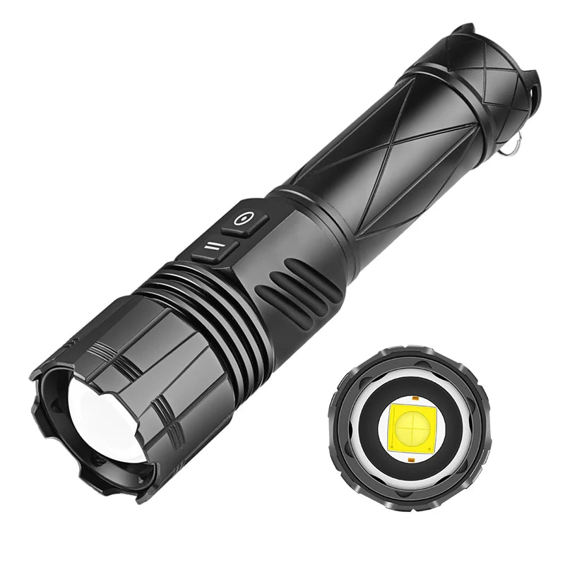 LED flashlight Upgrade Attack head TYPE-C USB charging belt output double switch Waterproof zoom remote fishing light