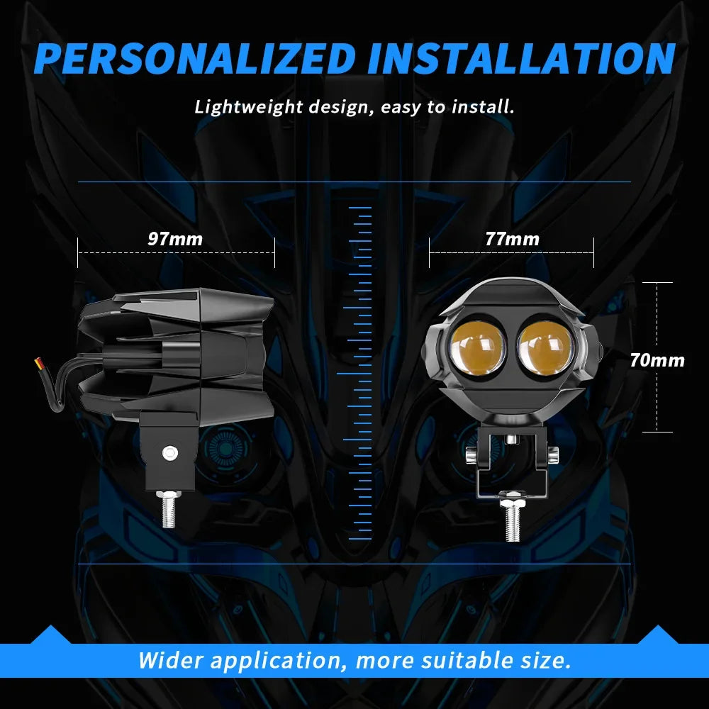 Motorcycle LED spotlights external lens retrofitted double strong light locomotive super bright led paving headlights