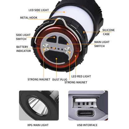 Built in Battery for Emergency Power Bank LED Super Bright Camping Lantern USB Rechargeable COB Flashlight Lantern