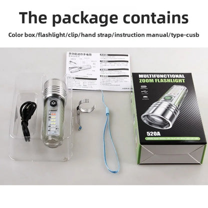 White Laser High-Brightness Flashlight: Type-C Multi-Function Mini Flashlight with Red-Blue Strobe, Fluorescent Feature