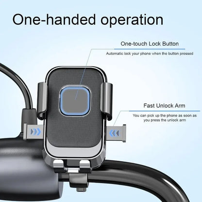 Universal Bike Phone Holder 360° Rotatable Phone Holder GPS Clip One Hand Operation Handlebar Stand for Motorcycle ATV Scooter