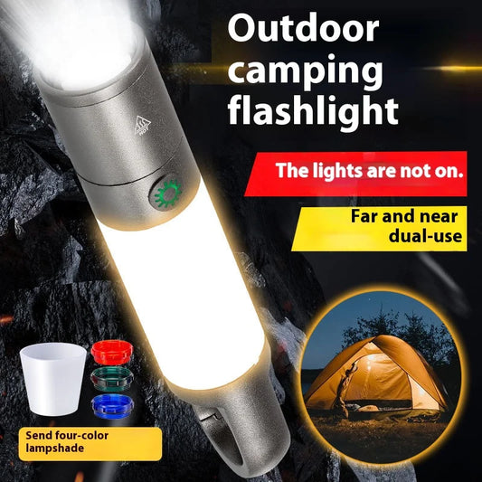 High Bright LED Flashlight Rechargeable Telescopic Portable Lamp Outdoor Camping COB Side Light with 3 Color Lens and Magnetic
