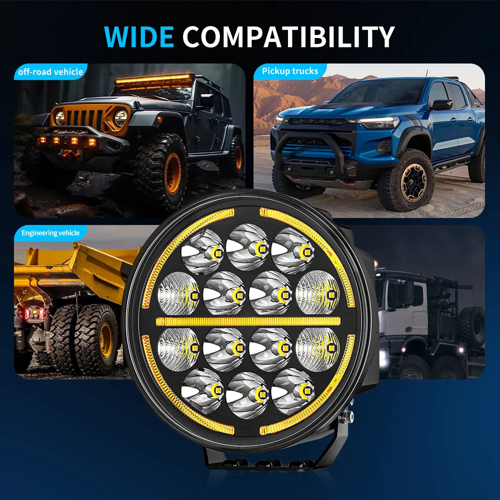 7" Round Car Working Light Truck Off-Road Driving Light Retrofitted Front Headlight Auxiliary Car Light Day Running Light 7R02