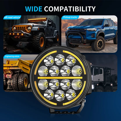 7" Round Car Working Light Truck Off-Road Driving Light Retrofitted Front Headlight Auxiliary Car Light Day Running Light 7R02