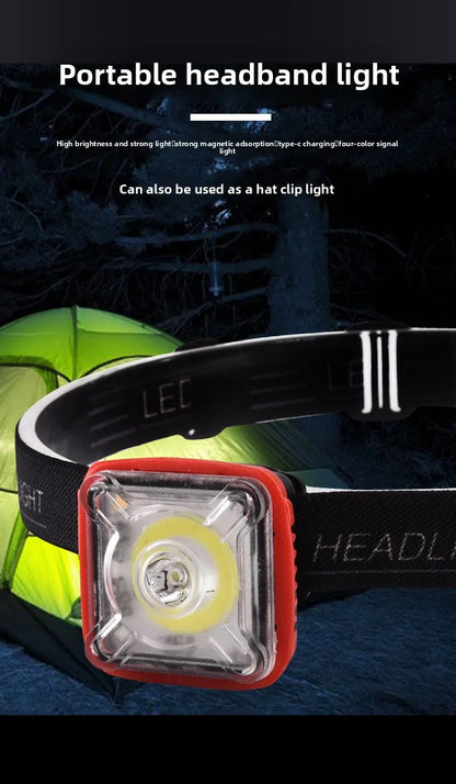 High-Brightness Portable COB Mini Headlamp Type-C Rechargeable Work Light Camping Outdoor Flashlight for Cross-Border Sales