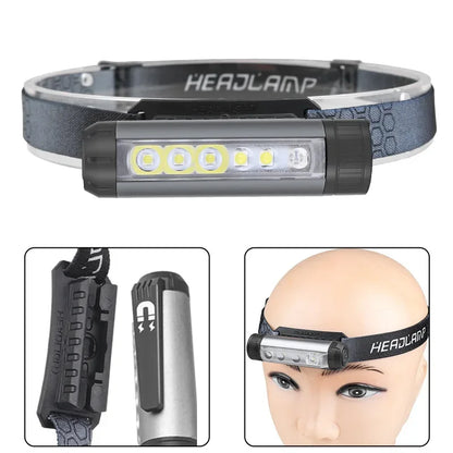 Newest LED Headlight Small Flashlight with Magnet USB Charging Multi-function Pen Light Cap Clip Light Portable Lighting Hot