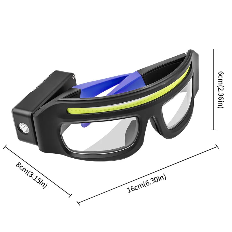 Multi Functional Goggles Wave Sensor Control, 5 Modes W/strobe, 90° Rotatable, Usb-c Rechargeable for Cycling Fishing Repair