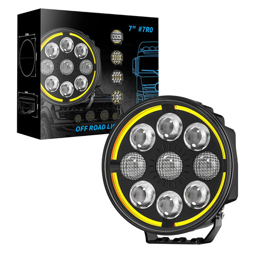 7" Round Car Working Light Truck Off-Road Driving Light Retrofitted Front Headlight Auxiliary Car Light Day Running Light 7R03