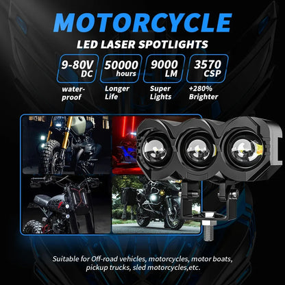 Motorcycle led lights white and yellow double light owl external electric car headlights modified led lights