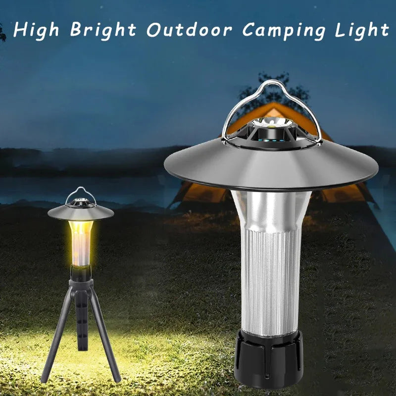 2-in-1 Portable Foldable Camping Lamp Stand Lantern Hanger Table Rack for Outdoor Activities HW777