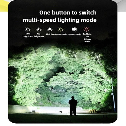 Multifunctional LED Flashlight Large Capacity Battery USB Rechargeable Dual Light Tactical Flashlight Outdoor Emergency Camping