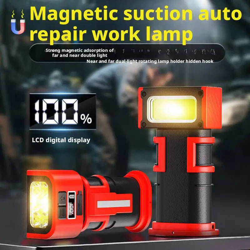 Mini LED COB Rotating Adjustable Work Light with Magnetic Base Portable Charging Flashlight Multifunctional Illumination Tool