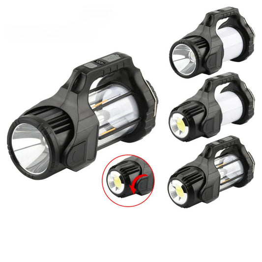 LED Multifunction Hand Lamp Rotatable Lamp Holder Flashlight Red Warning Light Handlight Outdoor Camping Expedition Floodlight