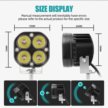 شريط إضاءة LED للعمل بقوة 40 وات، مصابيح ضباب كشاف DRL Pod للسيارة والشاحنة والقوارب والطرق الوعرة والدفع الرباعي والمركبات الرباعية الدفع والمركبات من نوع Lada، مصباح قيادة تلقائي 12 فولت