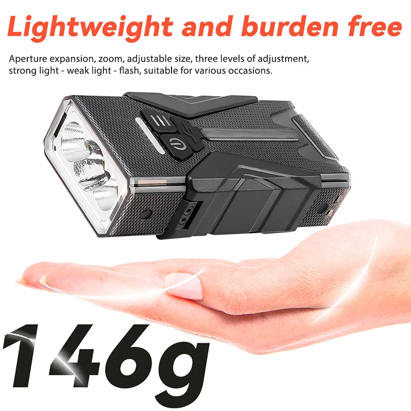 Tactical Flashlight with RGB & Side Lamp, Zoomable High Lumens, Magnetic Base & Clip for Outdoor Camping Hiking M19