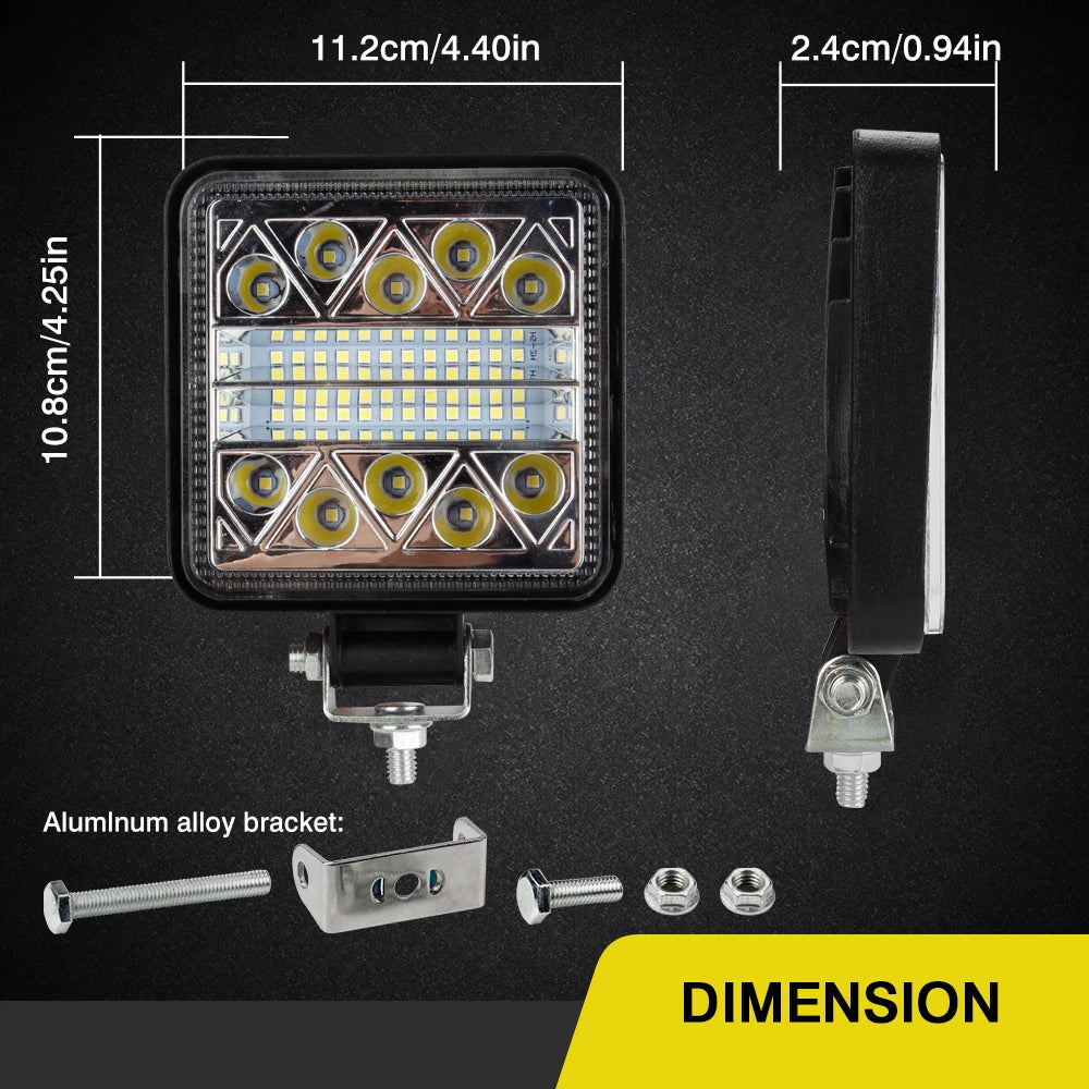 Barra de luces LED de trabajo de 102 W y 4 pulgadas, foco de conducción para camión, barco, ATV, Jeep, tractor, todoterreno, 4x4, barra de faros automáticos de 12 V y 24 V