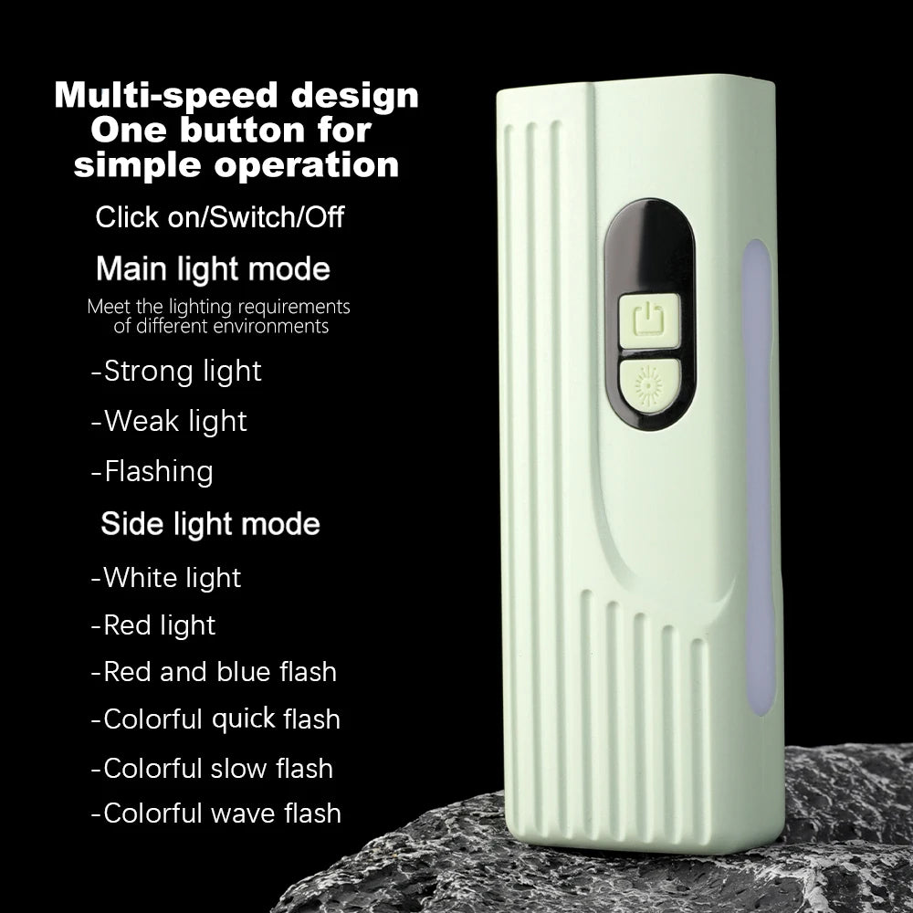 Bicycle Front Light with Colorful Warning Side Light Digital Display MTB Head Light Bottom Magnet Flashlight Cycling Accessories