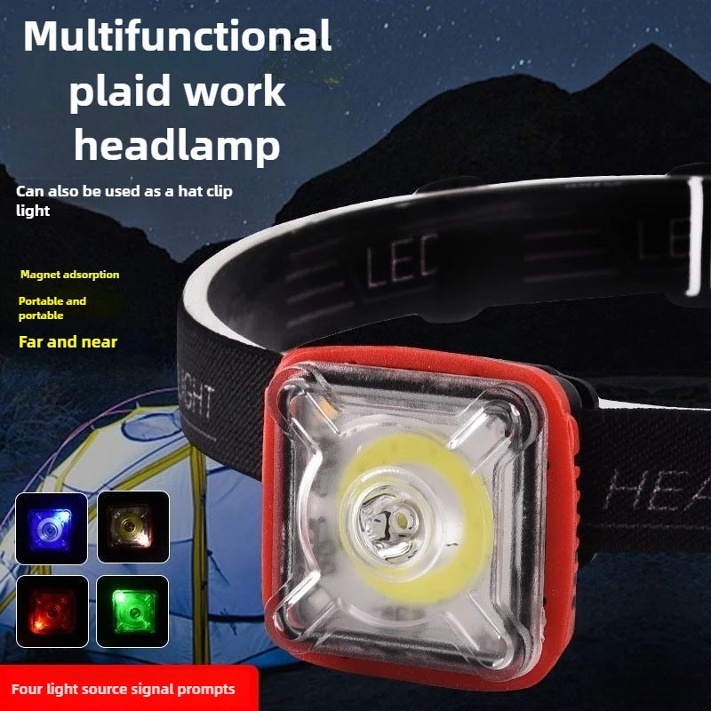 High-Brightness Portable COB Mini Headlamp Type-C Rechargeable Work Light Camping Outdoor Flashlight for Cross-Border Sales