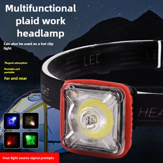 High-Brightness Portable COB Mini Headlamp Type-C Rechargeable Work Light Camping Outdoor Flashlight for Cross-Border Sales