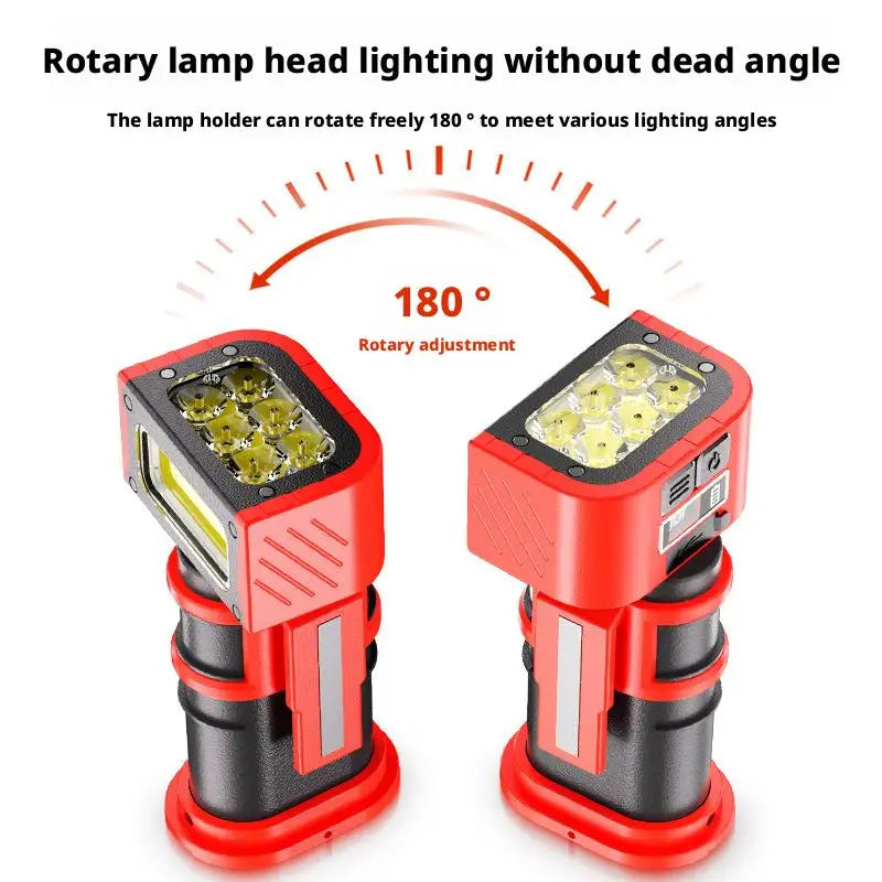 Mini LED COB Rotating Adjustable Work Light with Magnetic Base Portable Charging Flashlight Multifunctional Illumination Tool