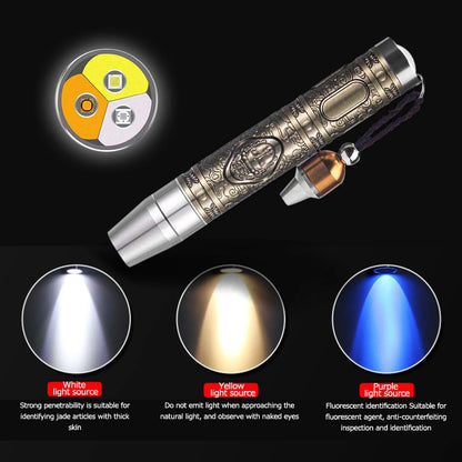 UV LED Flashlight 3 Modes Identification Jade Detector 365nm Ultraviolet Aluminum Alloy Emerald Jewelry Gems Amber Torch Lamp 1319