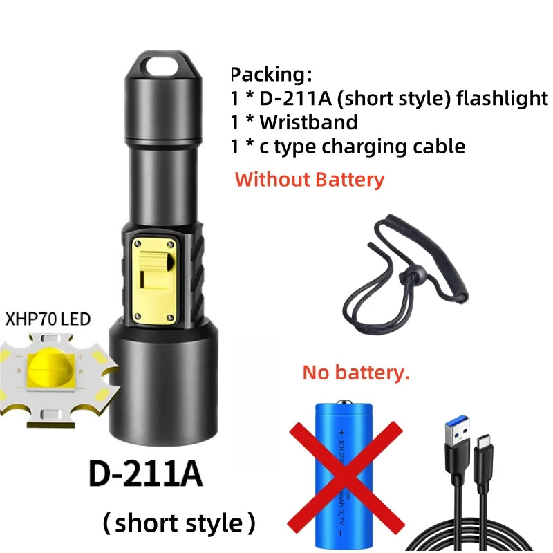 Upgrade Diving Flashlight Powerful Profession Underwater Lantern Rechargeable Dive Torch IP8 Waterproof Scuba Lamp