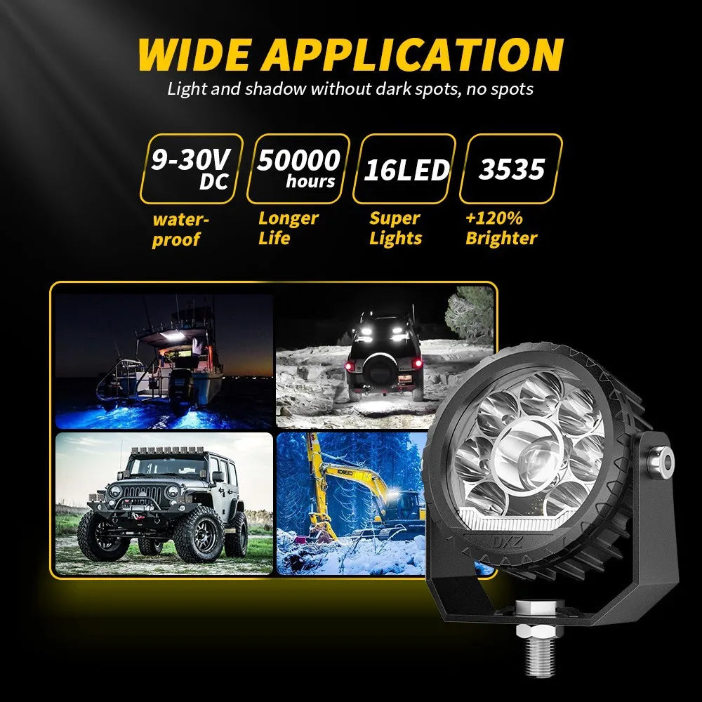 4-inch Car LED Work Light Round White and Yellow Two-color Laser Gun 4X4 off-road Vehicle Spotlights Driving Lights