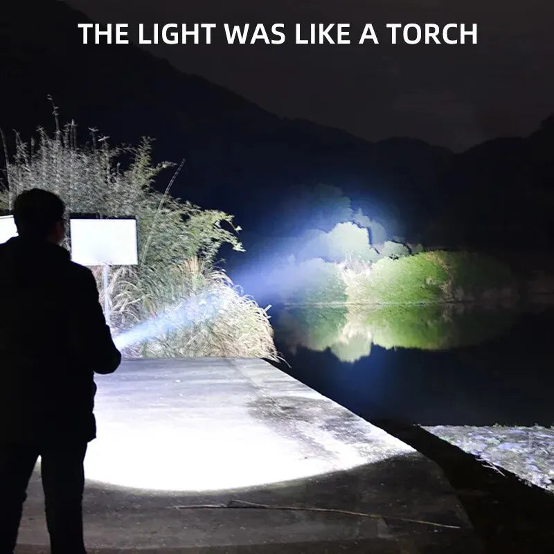 XHP50+COB 3 Modes Zoomable 1000LMS LED USB C Rechargeable Flashlight Powerful Torch with 18650 Battery Aluminum Alloy Body K37