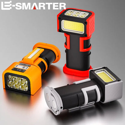 Mini LED COB Rotating Adjustable Work Light with Magnetic Base Portable Charging Flashlight Multifunctional Illumination Tool