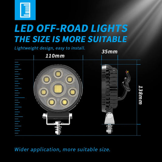 4 Inch 32 LED Circle Floodlight 9-32V 24W Car Work Light For Jeep Truck Boat Tractor ATV Offroad 4X4 Barra LED Headlight