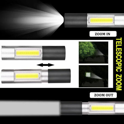Mini LED Flashlight Zoomable USB Rechargeable Waterproof Lamps 3 Switch Modes Portable Torch Outdoor Safety Light