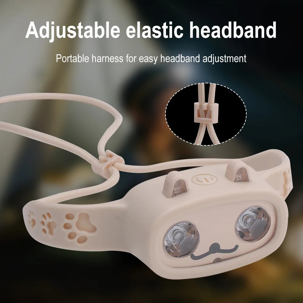 Kids Rechargeable LED Headlamp with Built-in Battery 4 Lighting Modes Waterproof Head Torch for Outdoor Camping & Gifts
